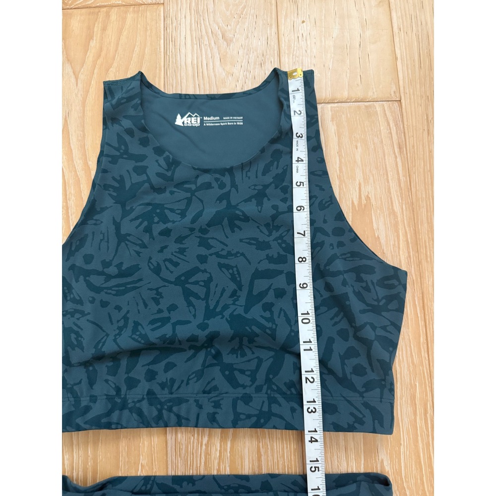 REI Co-op Womens Teal Abstract Print Crop Top and Biker Shorts Set Medium - Picture 4 of 11